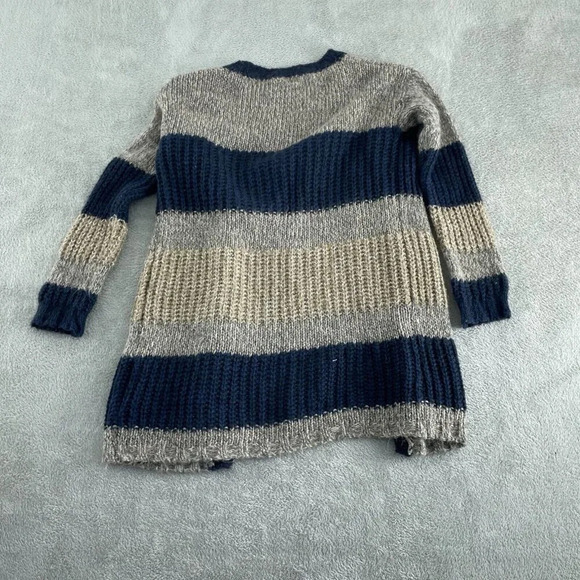 Vida Womens S Long Open Cardigan Sweater Striped Wool Blend 3156 - Picture 2 of 9